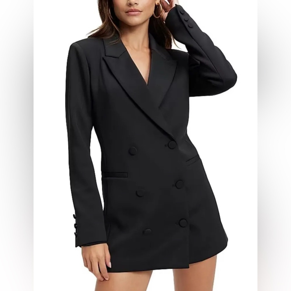 NWT! Good American! Elegant Black Double-Breasted Women's Blazer
